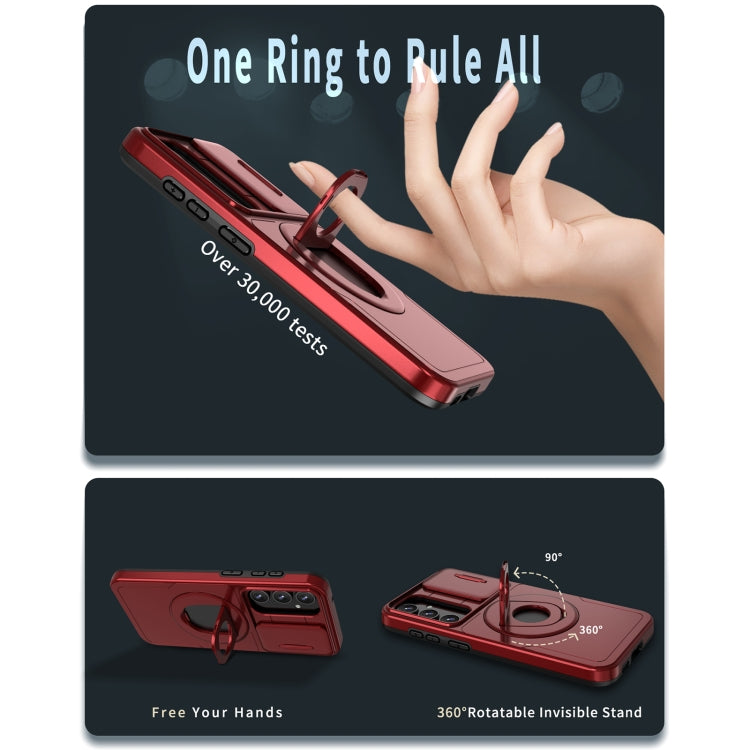 For Samsung Galaxy S23 FE 5G Camshield MagSafe Ring Holder Armor Phone Case(Red) - Galaxy S23 FE 5G Cases by buy2fix | Online Shopping UK | buy2fix