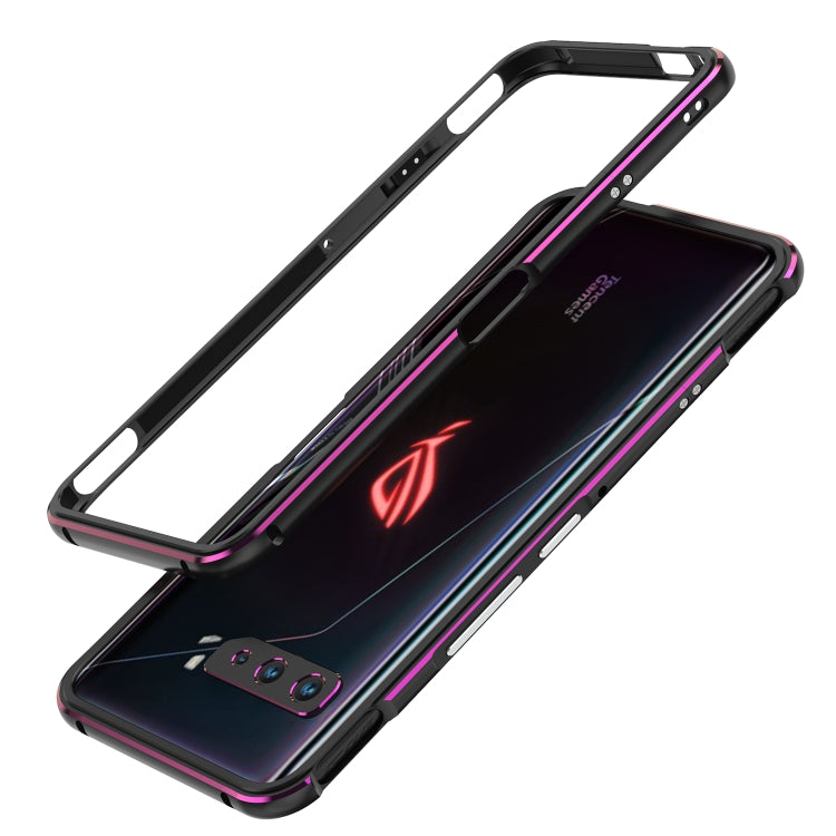 For ASUS ROG Phone 3 ZS661KS Aluminum Alloy Shockproof Protective Bumper Frame(Black Purple) - Mobile Accessories by buy2fix | Online Shopping UK | buy2fix