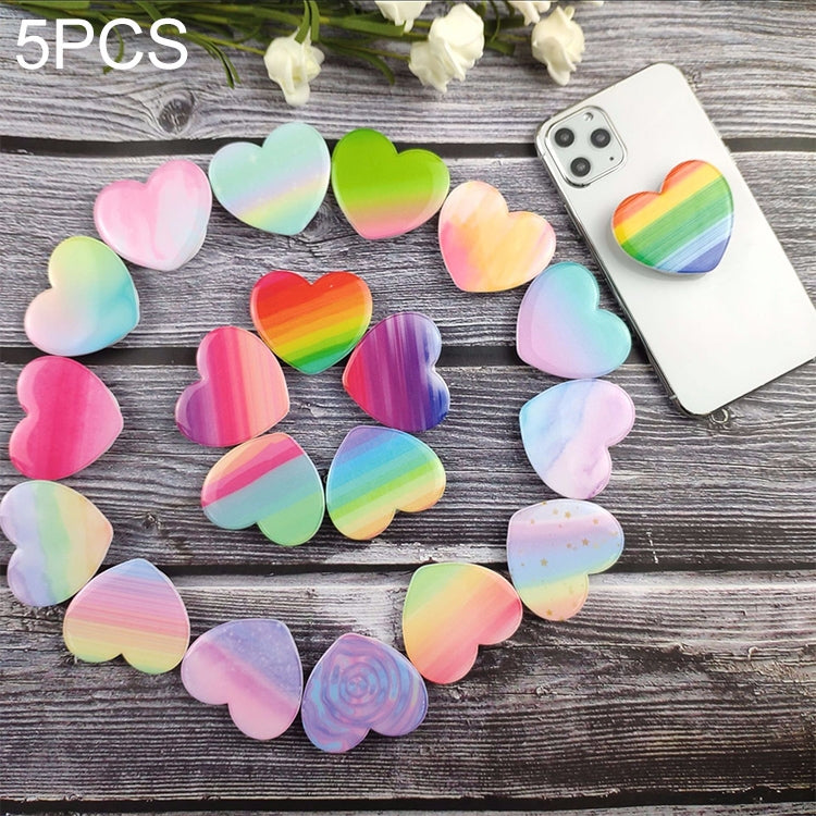 5 PCS Universal Heart-shaped Gradient Painted Phone Airbag Folding Stand Ring Holder, Random Color Delivery - Ring Holder by buy2fix | Online Shopping UK | buy2fix