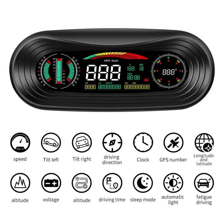 P18 GPS Car HUD Head-up Display Vehicle Speed / Voltage / Mileage - Head Up Display System by buy2fix | Online Shopping UK | buy2fix