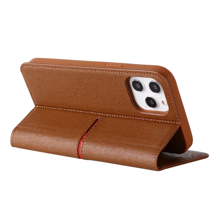 For iPhone 12 Pro Max GEBEI Top-grain Leather Horizontal Flip Protective Case with Holder & Card Slots & Wallet & Photo Frame(Brown) - iPhone 12 Pro Max Cases by GEBEI | Online Shopping UK | buy2fix