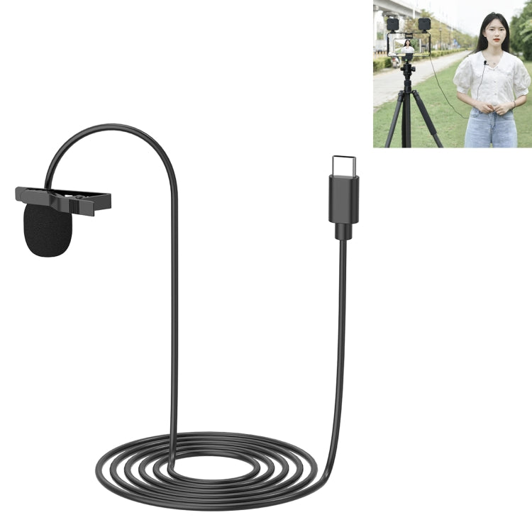 YELANGU MY2-C Type-C Interface Live Broadcast Interview Mobile Phone Single Clip Lavalier Microphone, Length: 1.5m - Consumer Electronics by YELANGU | Online Shopping UK | buy2fix