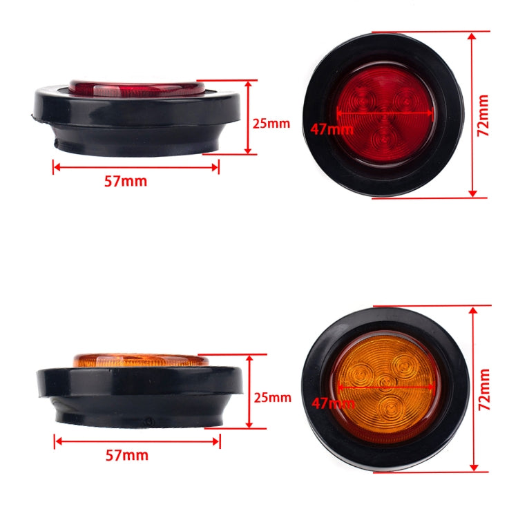 4 PCS Truck Trailer Red & Amber LED 2 inch Round Side Marker Clearance Tail Light Kits with Heat Shrink Tube - Fog / Driving Lights by buy2fix | Online Shopping UK | buy2fix