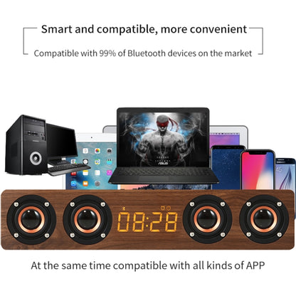 W8C Wooden Clock Subwoofer Bluetooth Speaker, Support TF Card & U Disk & 3.5mm AUX(Brown Wood) - Desktop Speaker by buy2fix | Online Shopping UK | buy2fix