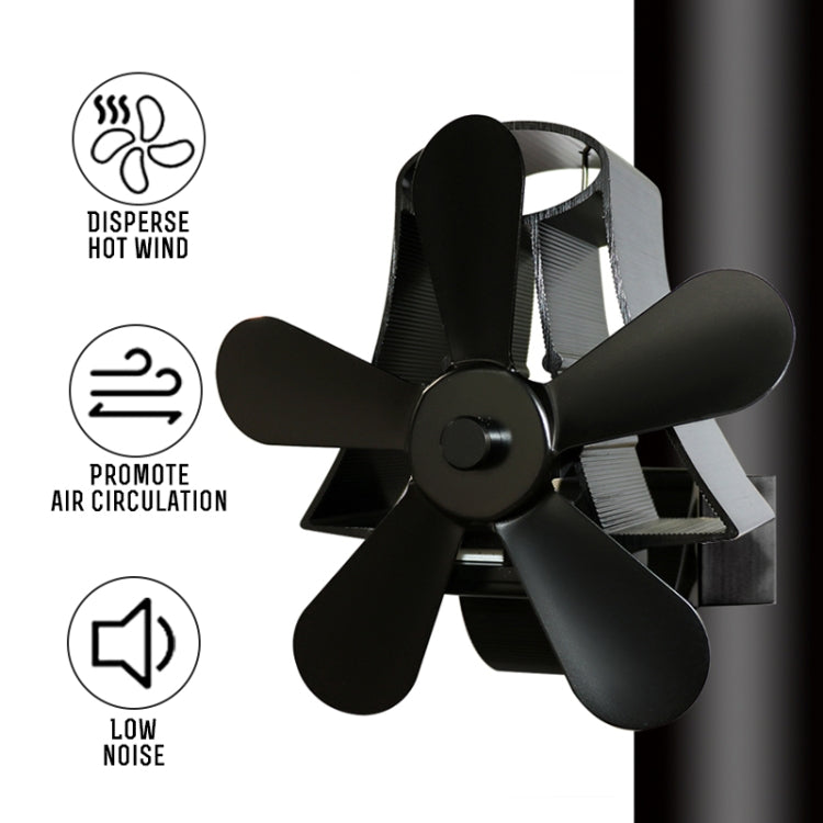 YL-106 5-Blade High Temperature Aluminum Heat Powered Fireplace Stove Fan(Black) - Consumer Electronics by buy2fix | Online Shopping UK | buy2fix