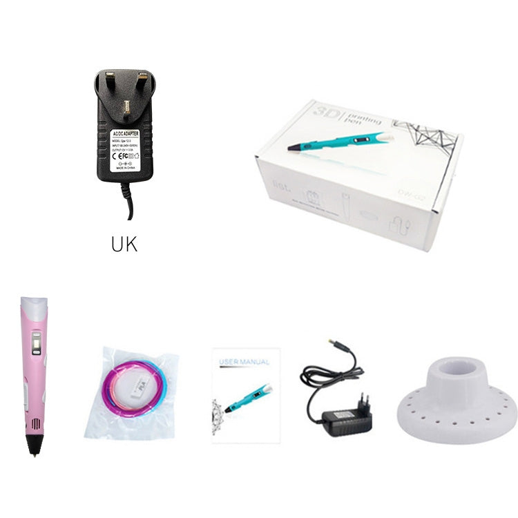 Hand-held 3D Printing Pen, UK Plug (Pink) - Consumer Electronics by buy2fix | Online Shopping UK | buy2fix