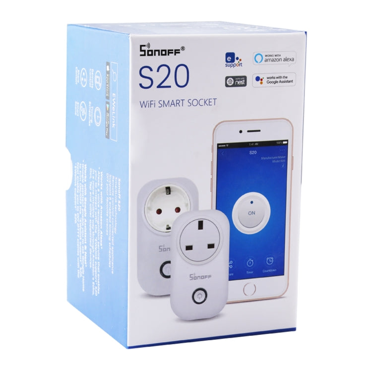 Sonoff S20-UK WiFi Smart Power Plug Socket Wireless Remote Control Timer Power Switch,  Compatible with Alexa and Google Home, Support iOS and Android,  UK Plug - Consumer Electronics by Sonoff | Online Shopping UK | buy2fix