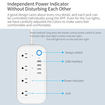 YPS11 Four Holes + 4 x USB Multi-purpose WiFi Smart Power Strip, US Plug - Consumer Electronics by buy2fix | Online Shopping UK | buy2fix