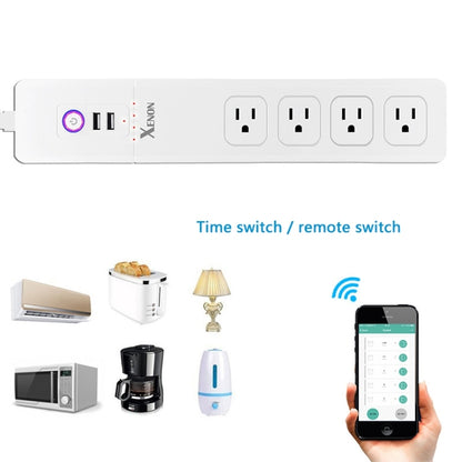 2 x USB Ports + 4 x US Plug Jack WiFi Remote Control Smart Power Socket Works with Alexa & Google Home, Cable Length: 1.5m, AC 110-240V, US Plug - Consumer Electronics by buy2fix | Online Shopping UK | buy2fix