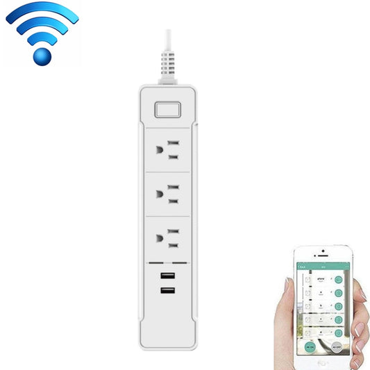 C198A 2 USB Ports + 3 US Sockets WiFi Smart Power Plug Socket, Compatible with Alexa and Google Home, AC 110V-240V, US Plug(White) - Consumer Electronics by buy2fix | Online Shopping UK | buy2fix
