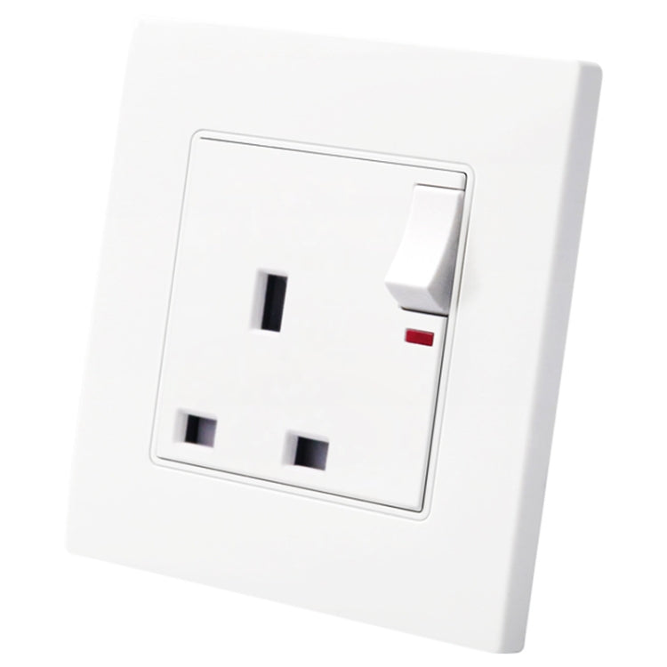 86 Type PC 13A Three Hole Power Socket with Light Switch, UK Plug - Consumer Electronics by buy2fix | Online Shopping UK | buy2fix
