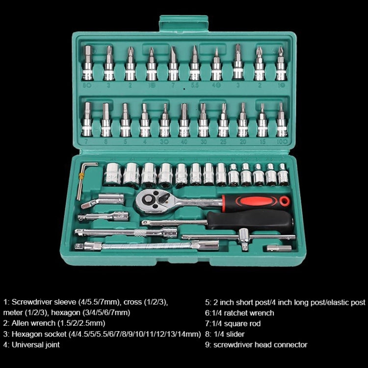 46 In 1 Multi-function Car Repair Combination Toolbox Ratchet Wrench Set (Blue) - Combination Kit by buy2fix | Online Shopping UK | buy2fix