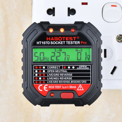 HABOTESA HT107D Multifunctional Digital Display Socket Tester (US Plug) - Consumer Electronics by buy2fix | Online Shopping UK | buy2fix