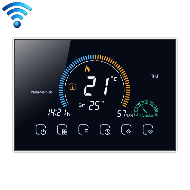 BHT-8000-GALW Control Water Heating Energy-saving and Environmentally-friendly Smart Home Negative Display LCD Screen Round Room Thermostat with WiFi(Black) - Consumer Electronics by buy2fix | Online Shopping UK | buy2fix