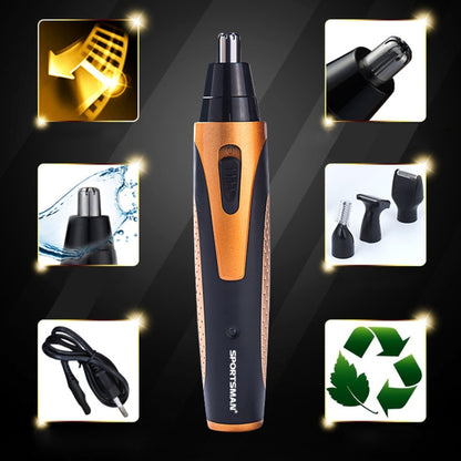 SPORTSMAN Four-in-one Electric Rechargeable Ear Nose Trimmer Beard Face Shaver Eyebrows Hair Trimmer For Men, US Plug(gold 110v) - Electric Shavers by SPORTSMAN | Online Shopping UK | buy2fix