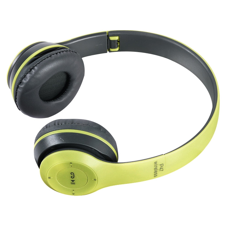 P47 Foldable Wireless Bluetooth Headphone with 3.5mm Audio Jack, Support MP3 / FM / Call (Green) - Headset & Headphone by buy2fix | Online Shopping UK | buy2fix