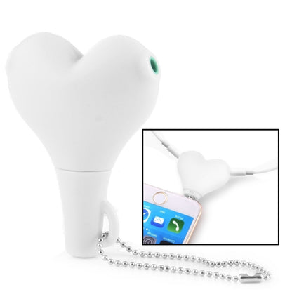 1 Male to 2 Females 3.5mm Jack Plug Multi-function Heart Shaped Earphone Audio Video Splitter Adapter with Key Chain for iPhone, iPad, iPod, Samsung, Xiaomi, HTC and Other 3.5 mm Audio Interface Electronic Digital Products(White) - Splitter Adapter by buy2fix | Online Shopping UK | buy2fix