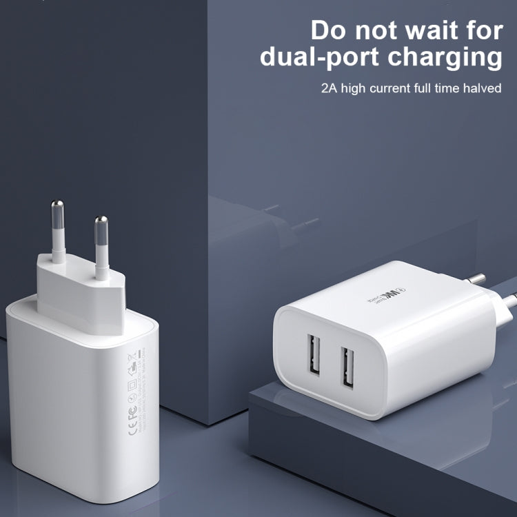 WK WP-U51 2.1A Speed Dual USB Travel Charger Power Adapter, EU Plug (White) - Apple Accessories by WK | Online Shopping UK | buy2fix