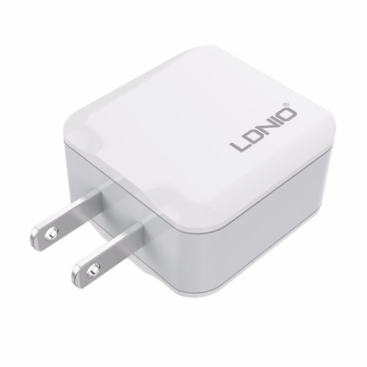 LDNIO A2201 2.4A Dual USB Charging Head Travel Direct Charge Mobile Phone Adapter Charger With Type-C Data Cable (US Plug) - USB Charger by LDNIO | Online Shopping UK | buy2fix