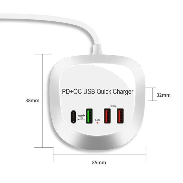 WLX-T3P 4 In 1 PD + QC Multi-function Smart Fast Charging USB Charger(AU Plug) - Multifunction Charger by buy2fix | Online Shopping UK | buy2fix