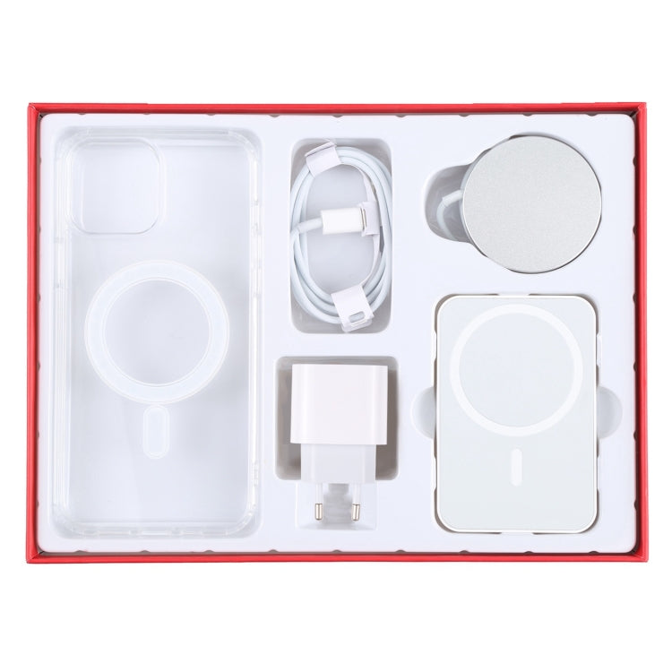 5 in 1 Data Cable + Travel Charger + Wired / Wireless MagSafe Magnetic Wireless Charger + MagSafe Magnetic Phone Case Digital Gift Box Set for iPhone 13 mini, EU Plug(Red) - Apple Accessories by buy2fix | Online Shopping UK | buy2fix