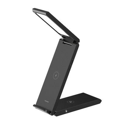 USAMS US-CD181 15W 4 in 1 Folding Desktop Wireless Charger Stand with Lamp(Black) - Multifunction Charger by USAMS | Online Shopping UK | buy2fix