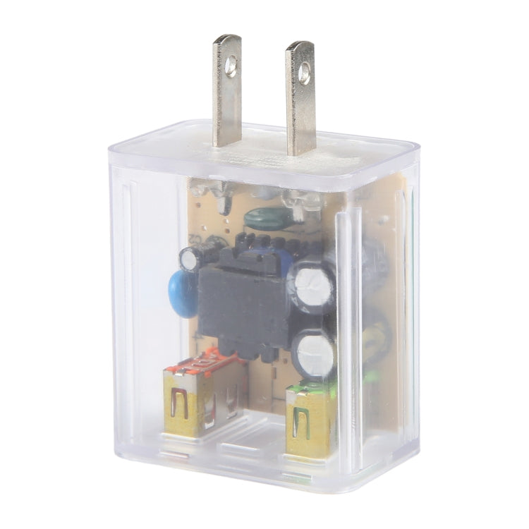 64-22 2A Dual USB Transparent Charger, specification: US Plug - USB Charger by buy2fix | Online Shopping UK | buy2fix