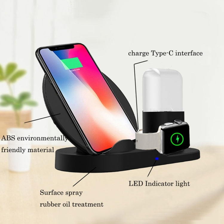 N30 3 in 1 Fast Wireless Charger Holder for Qi Standard Smartphones & iWatch & AirPods(Black) - Multifunction Charger by buy2fix | Online Shopping UK | buy2fix