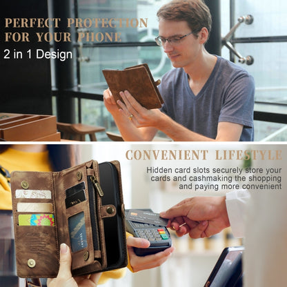 For iPhone XR CaseMe Detachable Multifunctional Horizontal Flip Leather Case with Card Slot & Holder & Zipper Wallet & Photo Frame (Brown) - Apple Accessories by CaseMe | Online Shopping UK | buy2fix