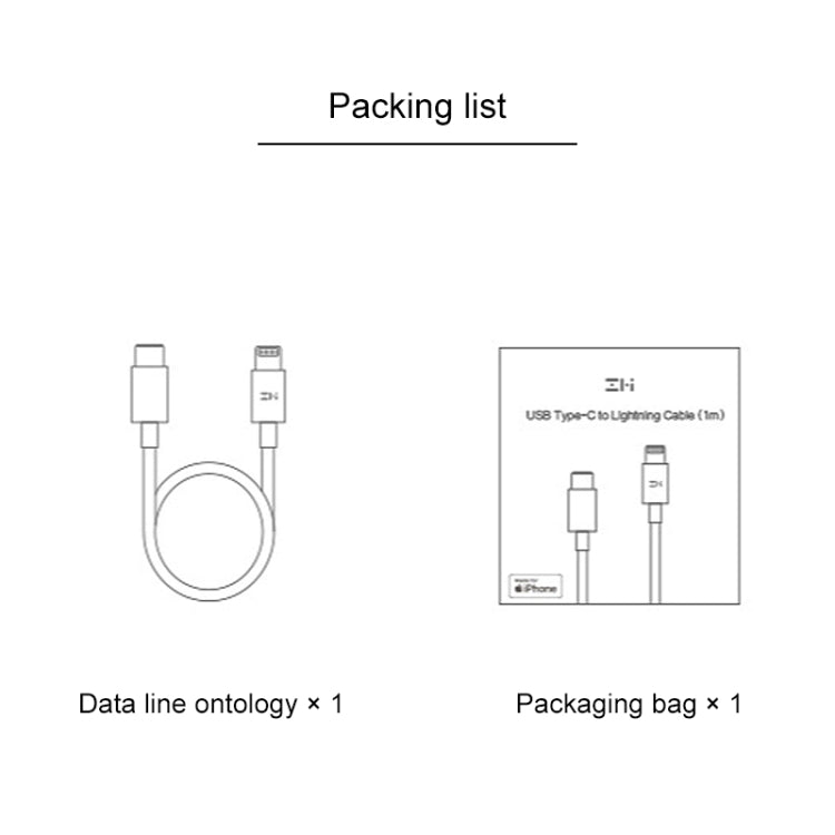 Original Xiaomi AL870C ZMI Type-C / USB-C to 8 Pin Charging Cable, Length: 1m(White) - MFI Cable by Xiaomi | Online Shopping UK | buy2fix