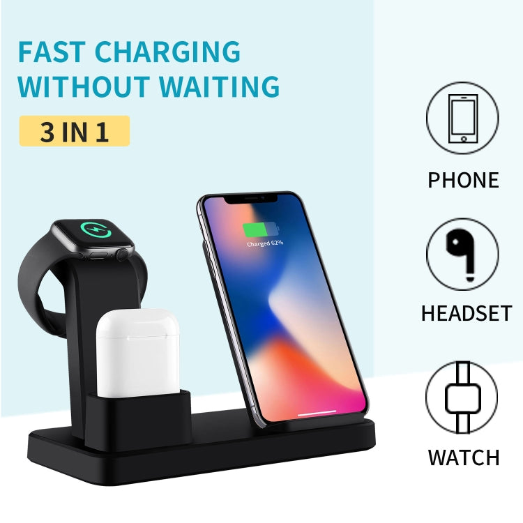 Q12 3 in 1 Quick Wireless Charger for iPhone, Apple Watch, AirPods and other Android Smart Phones(Black) - Apple Accessories by buy2fix | Online Shopping UK | buy2fix