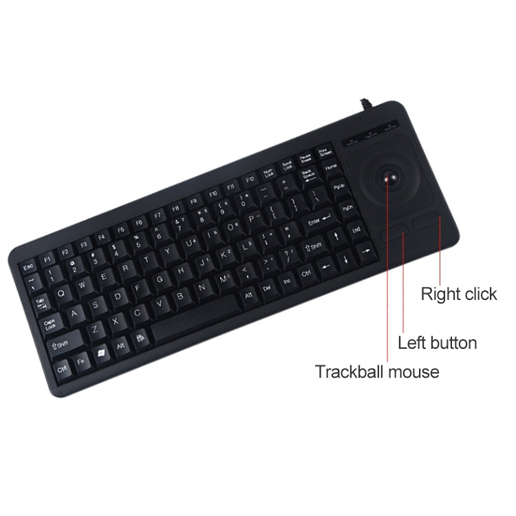 DS-8900 PS / 2 Interface Prevent Water Splashing Laser Engraving Character One-piece Wired Trackball Keyboard, Length: 1.5m - Wired Keyboard by buy2fix | Online Shopping UK | buy2fix