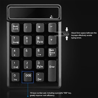 MC Saite 525RF 19 Keys Wireless 2.4G Numeric Keyboard - Wireless Keyboard by MC Saite | Online Shopping UK | buy2fix