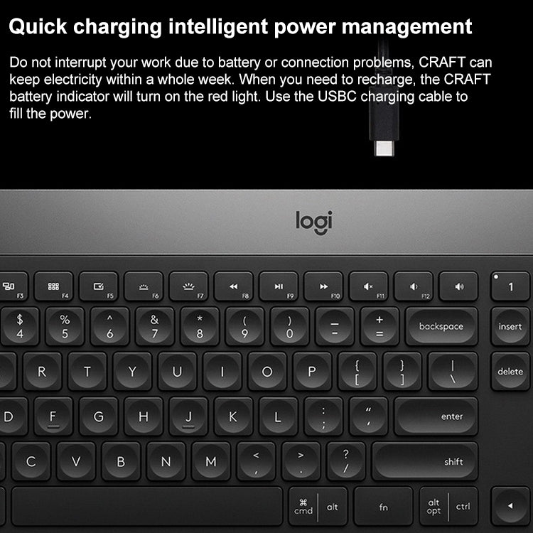 Logitech Craft Wireless Smart Bluetooth Dual Mode Silent Keyboard(Black) - Wireless Keyboard by Logitech | Online Shopping UK | buy2fix