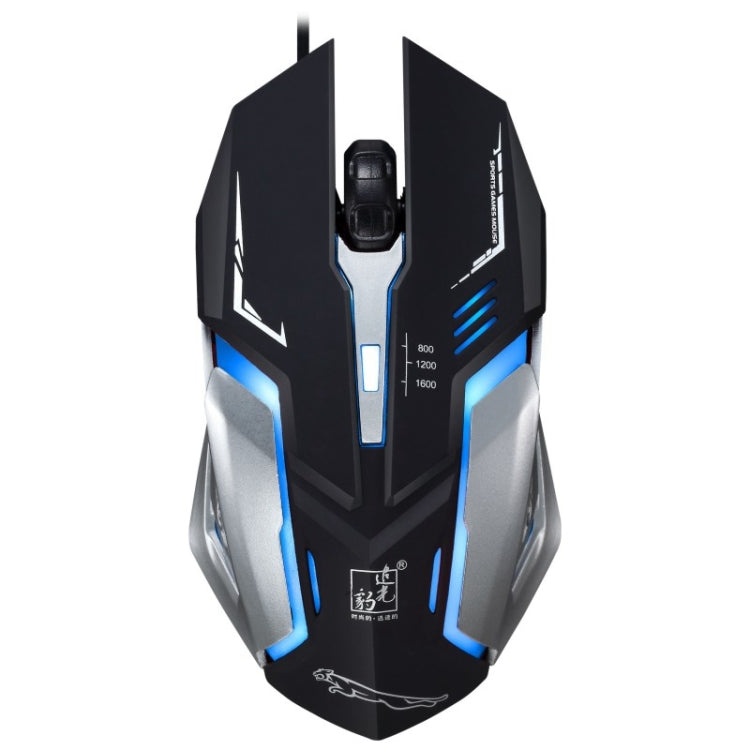 Chasing Leopard K1 USB 1600DPI Three-speed Adjustable LED Backlight Mute Wired Optical Gaming Mouse, Length: 1.3m(Black) - Wired Mice by Chasing Leopard | Online Shopping UK | buy2fix