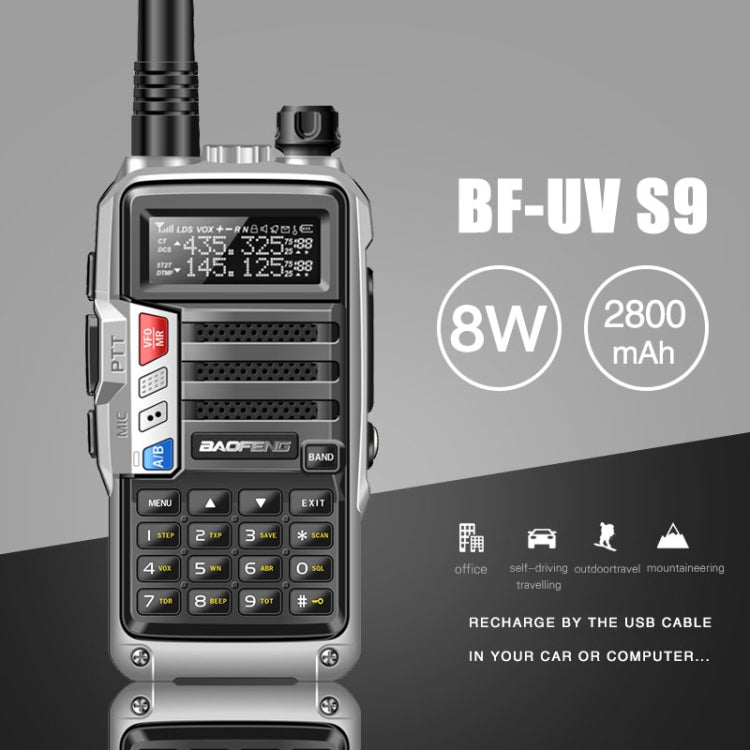 Baofeng BF-UV5R Plus S9 FM Interphone Handheld Walkie Talkie, US Plug (Black) - Handheld Walkie Talkie by BAOFENG | Online Shopping UK | buy2fix