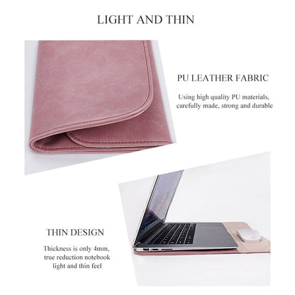 PU01S PU Leather Horizontal Invisible Magnetic Buckle Laptop Inner Bag for 13.3 inch laptops (Pink) - 13.3 inch by buy2fix | Online Shopping UK | buy2fix