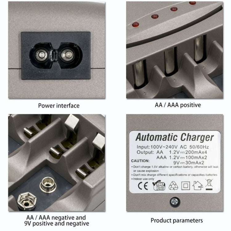 AC 100-240V 4 Slot Battery Charger for AA & AAA & 9V Ni-MH Battery, AU Plug - Consumer Electronics by buy2fix | Online Shopping UK | buy2fix