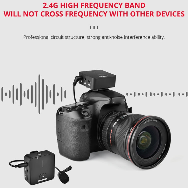 YELANGU MX5S 2.4G Live Broadcast Interview Wireless Recording Camera Microphone, 1 Receiver to 2 Transmitter(Black) - Microphone by YELANGU | Online Shopping UK | buy2fix