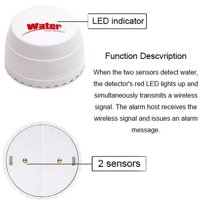 DY-SQ100B Water Leakage Detector with Two Sensors(White) - Security by buy2fix | Online Shopping UK | buy2fix