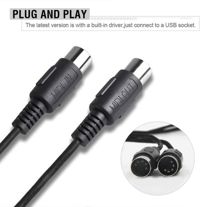 WERSI UM-18 USB MIDI Cable MidiPort Midi Cable Electric Piano Electronic Drum Music Editing Line, Length: 2m(Black) - Stringed Instruments by buy2fix | Online Shopping UK | buy2fix