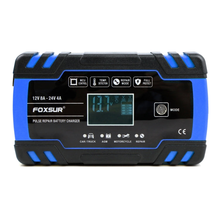 FOXSUR 12V-24V Car Motorcycle Truck Repair Battery Charger AGM Charger, UK Plug (Blue) - Battery Charger by FOXSUR | Online Shopping UK | buy2fix