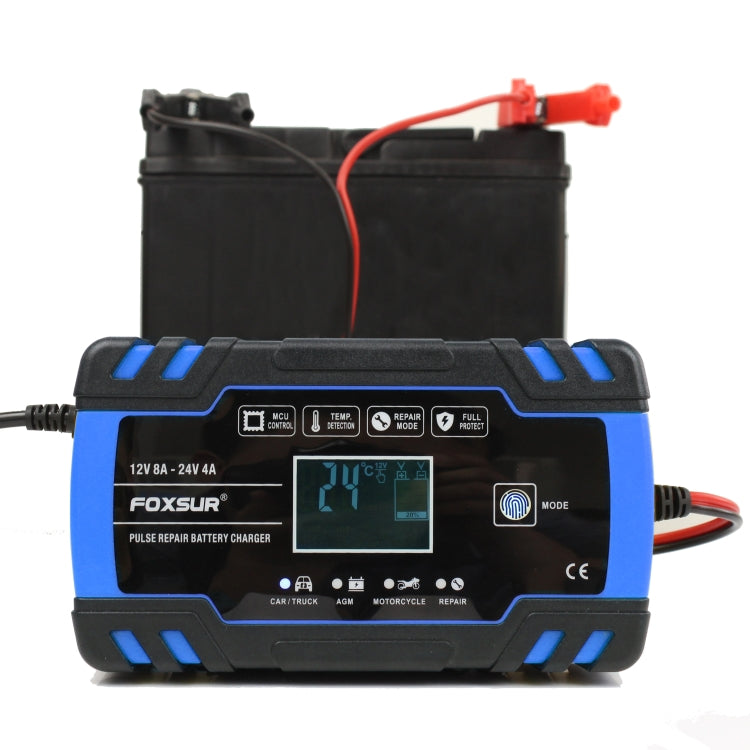 FOXSUR 12V-24V Car Motorcycle Truck Repair Battery Charger AGM Charger, UK Plug (Blue) - Battery Charger by FOXSUR | Online Shopping UK | buy2fix