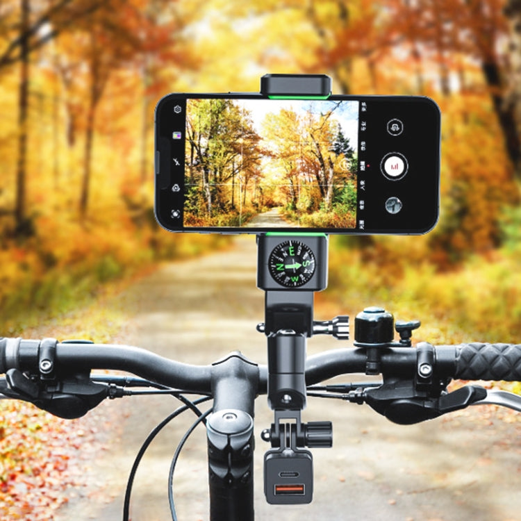 Motorcycle Spherical Compass Phone Holder, Handlebar with Light (Green) - In Car by buy2fix | Online Shopping UK | buy2fix