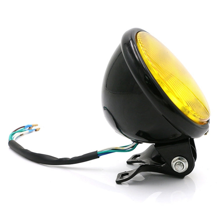 4 inch Motorcycle Black Shell Glass Retro Lamp LED Headlight Modification Accessories(Yellow) - Headlights by buy2fix | Online Shopping UK | buy2fix