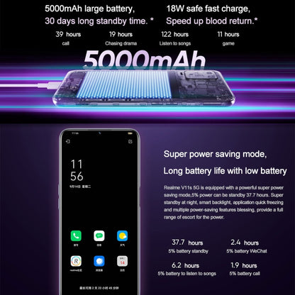 Realme V11s 5G, 4GB+128GB, Dual Back Cameras, Side Fingerprint Identification, 5000mAh Battery, 6.5 inch Realme UI 2.0 / Android 11 MediaTek Dimensity 810 Octa Core up to 2.4GHz, Network: 5G, Support Google Play(Twilight Purple) - OPPO by Realme | Online Shopping UK | buy2fix