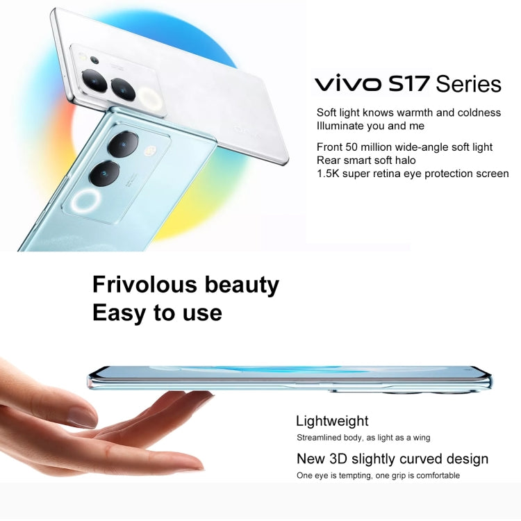 vivo S17 Pro 5G, 50MP Camera, 8GB+256GB, Triple Back Cameras, Srceen Fingerprint Identification, 4600mAh Battery, 6.78 inch Android 13 OriginOS 3 Dimensity 8200 Octa Core up to 3.1GHz, OTG, NFC, Network: 5G(White) - vivo by vivo | Online Shopping UK | buy2fix