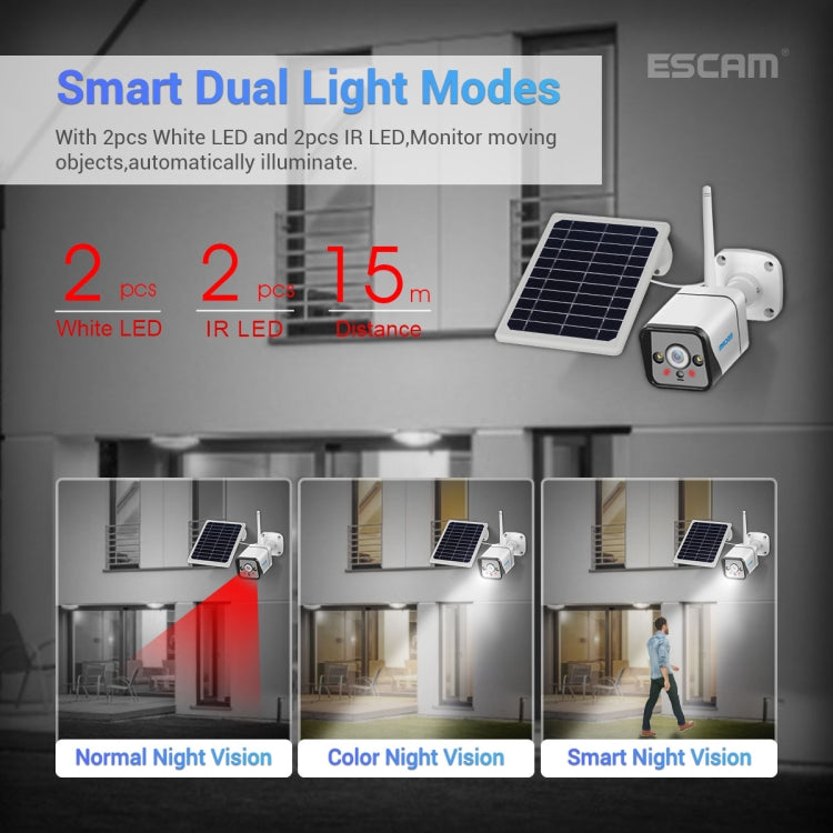 ESCAM QF120 1080P IP66 Waterproof WiFi IP Camera with Solar Panel, Support Night Vision & Motion Detection & Two Way Audio & TF Card - Security by ESCAM | Online Shopping UK | buy2fix