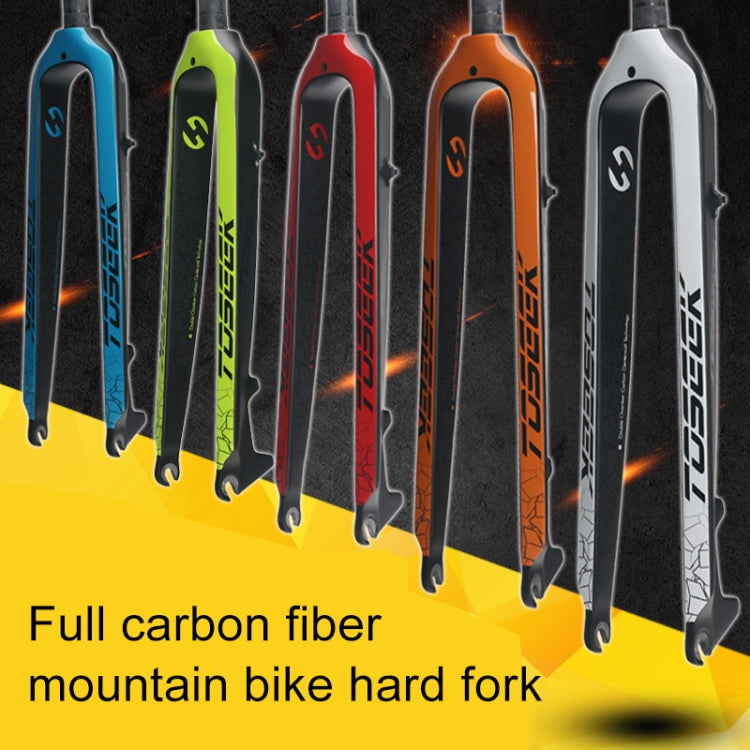 TOSEEK Ultra Light 27.5 Inch 405mm Mountain Bike Full Carbon Front Fork Straight Head Tube Disc Brake(White) - Outdoor & Sports by TOSEEK | Online Shopping UK | buy2fix