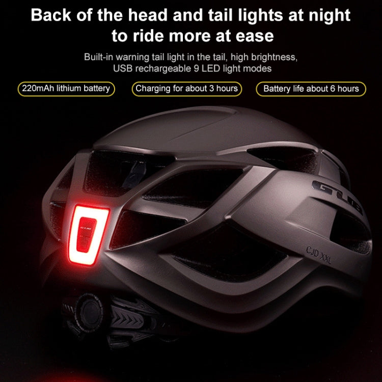 GUB CJD Integrally-Molded Bicycle Goggles Helmet With Tail Light(Titanium Color) - Protective Helmet & Masks by GUB | Online Shopping UK | buy2fix